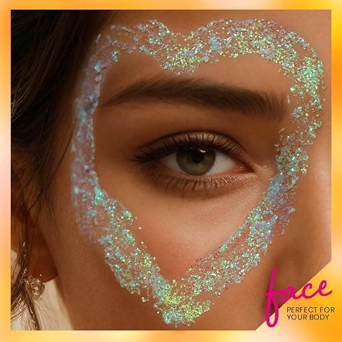 Teenitor Body Glitter, Face Glitter, Hair Glitter Gel, Holographic White Glitter for Face Body Makeup thumbnail 4