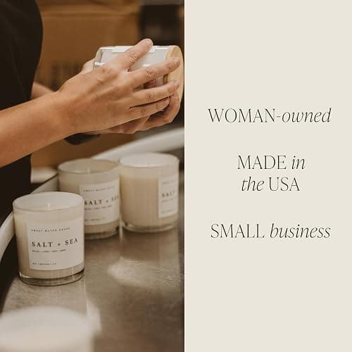 Sweet Water Decor Cashmere and Vanilla Soy Candle - Soft Cashmere, Sandalwood, Jasmine, and Vanilla Scented Candle for Spring - 11oz White Jar and Wood Lid, 50+ Hour Burn Time, Made in The USA thumbnail 9
