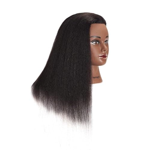 Hairingrid Mannequin Head 14" 100% Real Hair Hairdresser Cosmetology Mannequin Manikin Training Head Hair and Free Clamp Holder (14 Inch) thumbnail 2