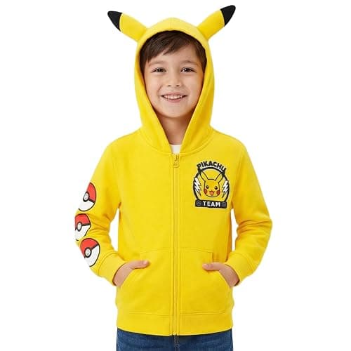Mad Engine Pokémon Pikachu Costume Hoodie with 3D Ears, Long Sleeve Hooded Sweatshirt, Boys 6-16 thumbnail 2