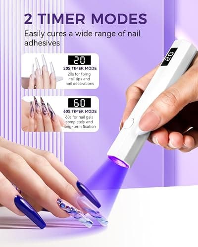 mlogiroa Mini UV Light for Nails with 2 Timer Settings | LCD Display, 20s/60s Timers, Handheld, Portable, 3W, 180mAh, 395-405nm UV Light, Suitable for Travel, Home, DIY, Salon thumbnail 3