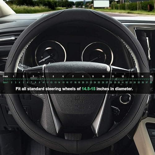 Xizopucy Car Steering Wheel Cover,14.5-15 Inch Black Universal Microfiber Leather Covers Breathable Anti-Slip Odorless Steering Wheels Accessories for Men Women thumbnail 5