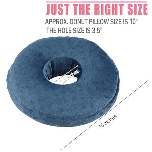 BNRendles Ear Piercing Pillow Removable Cover for Side Sleepers Ear Pain Luxury Cnh Ear Pillow with Holes Washable Side Sleeping Pillows Support Head, Minky Dot Denim Blue thumbnail 2