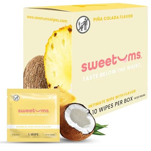 Sweetums Feminine Wipes For Women, Individually Wrapped - pH Balanced Flavored Intimate Wipes - Pack of 10 (Pina Colada) - Pina Colada - Image 1