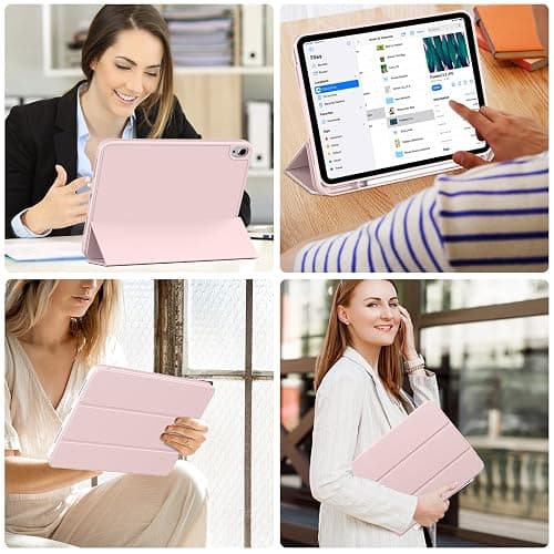 IAMKHO Case for iPad (A16) 11th Generation 11 Inch 2025, iPad 10th Generation 10.9 inch 2022 with Pencil Holder, Auto Wake/Sleep, Support Touch ID, Slim Trifold Stand Protective Cover (Light Pink) thumbnail 7
