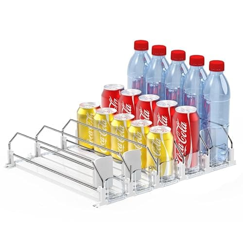AMLLLC Drink Dispenser for Fridge,Automatic Pusher Glide Soda Can Dispenser for Refrigerator and Adjustable Width - Storage 25 Cans - Image 1