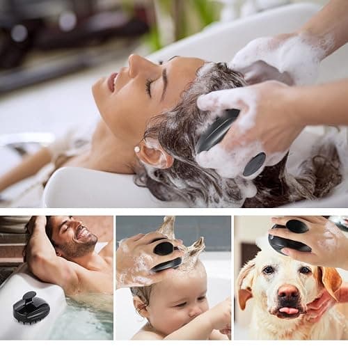 Sosoon Scalp Massager Shampoo Brush, Hair Scalp Scrubber Shower Hair Brush Head Massager for Stress Relax Hair Growth, Dandruff Brush Scalp Exfoliator for Women Men Kids Pets, Black thumbnail 7