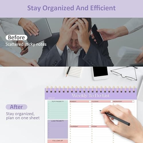 Weekly To Do List Notepad, 52 Undated Sheets (8.5"×11"), Undated Weekly Planner for Women & Men, Desk Accessories and Supplies for Office, Home, and School thumbnail 5