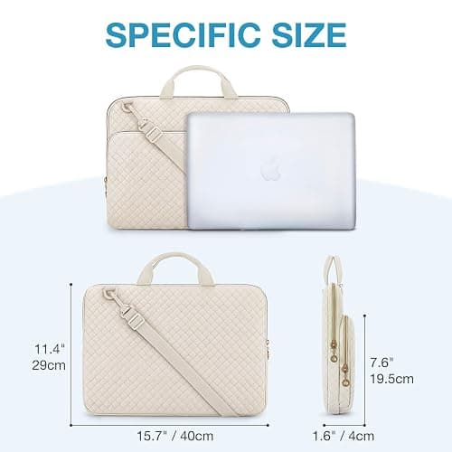 BAGSMART 15.6 Inch Laptop Shoulder Bag, Laptop Sleeve Compatible with MacBook Pro 16 Inch,15.6 Inch HP,Dell,Acer Aspire,Asus Notebook, Protective Case with Shoulder Strap,Pocket,Handle, Beige thumbnail 5