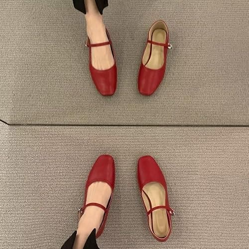 TN TANGNEST Leather Flats for Women Comfortable Square Toe Slip On Flats Soft Work Flats Retro Mary Jane Flats thumbnail 7