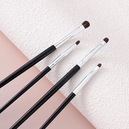 4Pcs Eye Makeup Brush Sets Mini Smudge Brush for Eyeliner Eyeshadow Brushes Eyeliner Brushes for Powder Gel Cream Liquid Concealer brush Eyeliner Blending Corner Highlighter Soft Natural Pony Hair (4) thumbnail 7