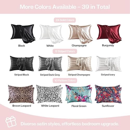 MR&HM Satin Pillowcase for Hair and Skin, Silk Satin Pillowcase 2 Pack, Queen Size Pillow Cases Set of 2, Silky Pillow Cover with Envelope Closure (20x30, Light Pink) thumbnail 7