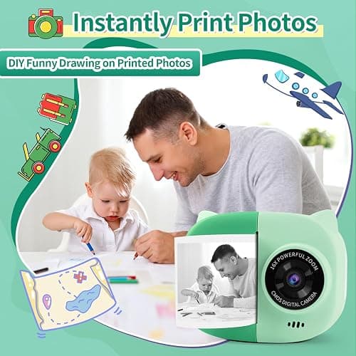 Rongta Instant Print Camera for Kids, Children Portable Photo Printer for Birthday Gifts, Kids Toys, 2.4 Inch Screen Kid Digital Camera for Girls Boys Age 3 4 5 6 7 8 9 10(Green) thumbnail 2