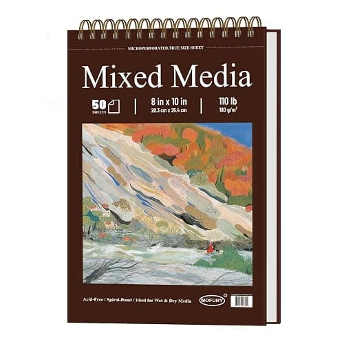 Mofuny Mixed Media Sketchbook 8x10, 50 Sheets - 110lb/180gsm Mixed Media Paper | Art Paper for Acrylic Painting, Watercolor Sketchbook, Ink, Markers, Pencil, Artist Supplies for Adults. - Image 1