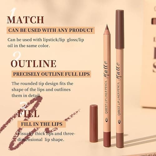 Petansy Matte Lip Liner Set,12 Colors Long Lasting Waterproof Nude Lip Liner Pencil Set,Smooth and High Pigmented Natural Lip Makeup Pencil,Matte Makeup Lipliners thumbnail 4