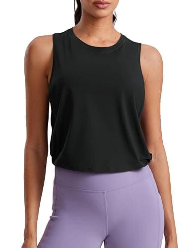 CRZ YOGA Pima Cotton Large Armhole Tank Tops for Women - Workout Sport Athletic Yoga Running Gym Loose Crop Sleeveless Shirts thumbnail 2