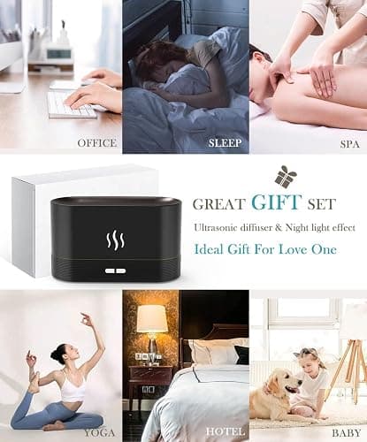 Flame Air Diffuser Humidifier,Upgraded Scent Diffuser for Essential Oils,Ultrasonic Aromatherapy,Fire Mist Humidi with 2 Brightness,Auto-Off Function for Room Home Office(Black) thumbnail 7