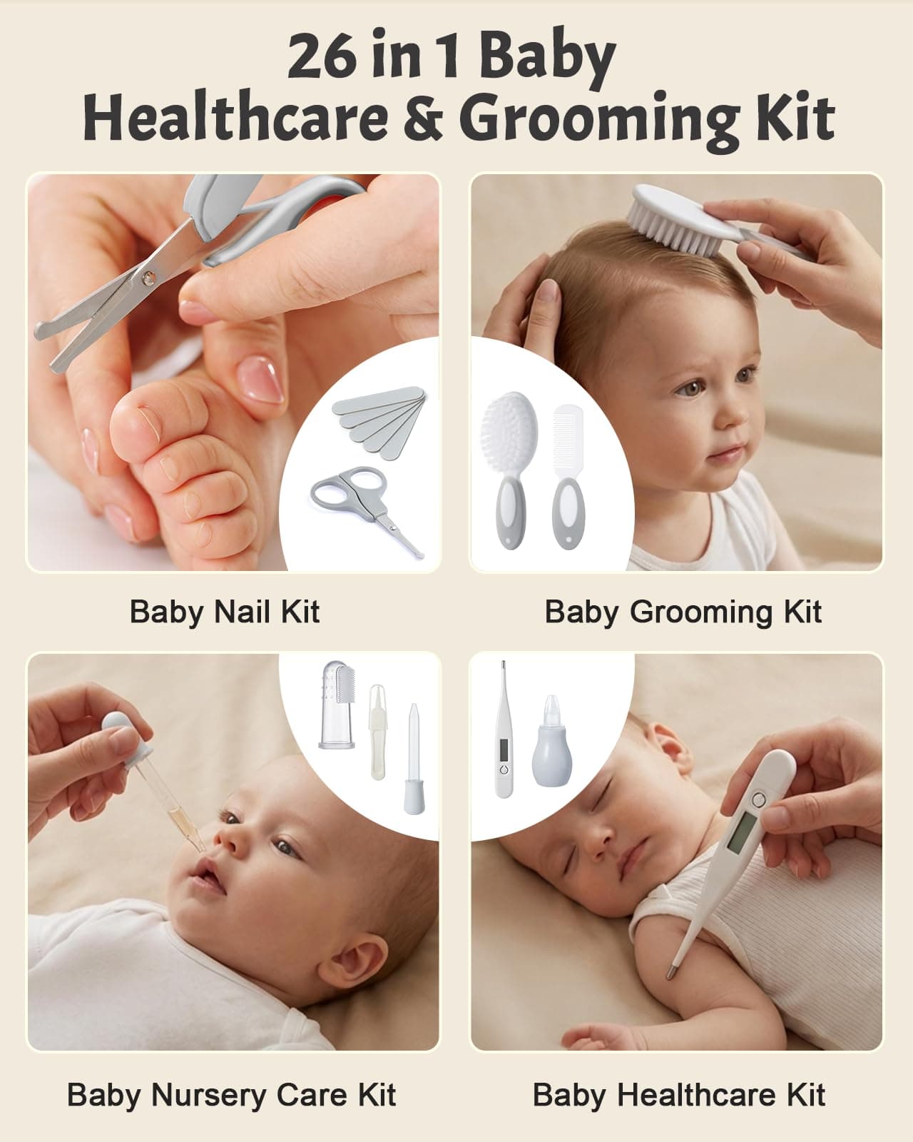 Lictin Baby Healthcare and Grooming Kit, 26 in 1 Rechargeable Baby Nail Trimmer Electric Set,Safe Baby Nail File with Auto Light, Newborn Nursery Health Care Kit, Portable Baby Safety Care Set thumbnail 8