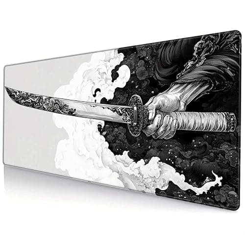 Japanese Style Katana Mouse Pad Large Computer Gaming Mouse Mat Pad Long Desk Mat Non-Slip Rubber Mouse Pad for Home Office Gaming Room - Image 1