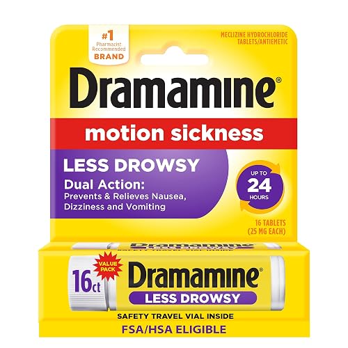 Dramamine Motion Sickness Less Drowsy, for Nausea Relief During Travel, 16 Count - Image 1
