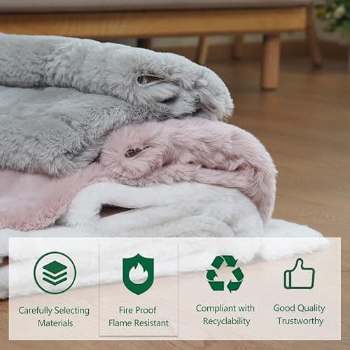 Latepis White Fur Round Rug 3ft Non-Slip Washable Circle Rug Fluffy Faux Rabbit Fur Rug for Photoshoot Plush Shag Rug Furry Carpet for Living Room Bedroom Kids Room Area Rug thumbnail 3