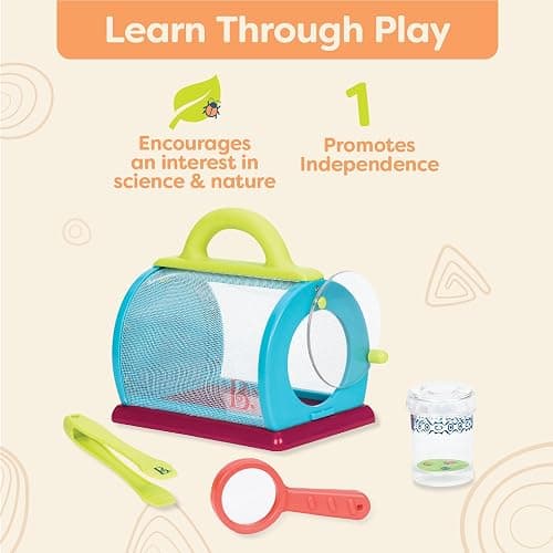 B. toys – Bug Bungalow Insect Catching Kit with Mesh Case, Magnifying Container, Tweezers & Magnifier – Educational Outdoor Toys for Toddlers – Nature Exploration Set for 3+ Years thumbnail 4