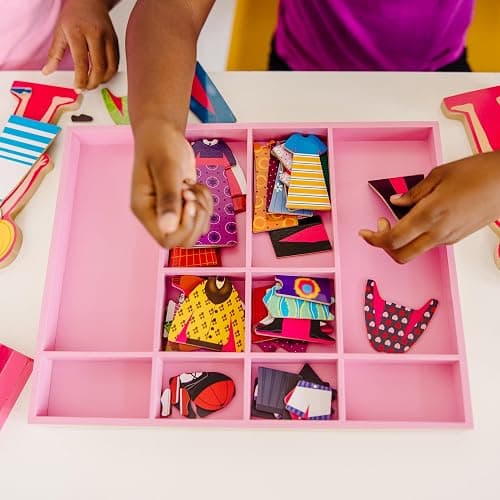 Melissa & Doug Abby and Emma Magnetic Wooden Dress-Up Dolls Play Set (55+ Pieces), Magnetic Dolls, Pretend Play & Preschool Toys for Kids 3+ thumbnail 7