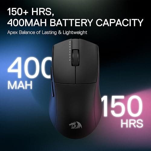 Redragon M916 PRO 3-Mode Wireless Gaming Mouse, 55G Ultra-Light 26K DPI Mouse w/Ergonomic Natural Grip Build, Full Programmable Buttons, Software Supports DIY Keybinds & DPI thumbnail 5
