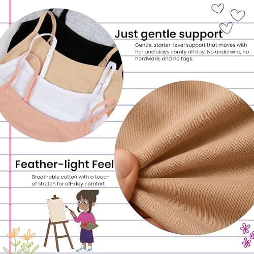 Popular Cotton Girls Training Bra - Crop Cami Training Bras for Girls with Adjustable Straps. Cotton Bra Pack. thumbnail 4