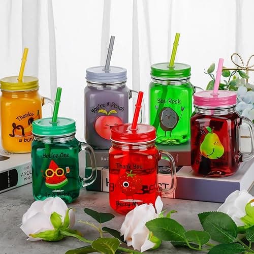 Mifoci 12 Pcs Funny Graduation Appreciation Gifts Bulk, 16 oz Cute Fruit Pun Mason Jar Drinking Glasses with Handles Lids Straws, Inspirational Thank You Gift for Employee Coworker Teacher Staff Nurse thumbnail 4
