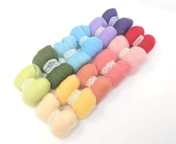 Cool Beans Boutique C Needle Felting Wool Set of 10 Colors (8 Grams Each Color) - Choose from Pastel Spring, Bold Summer, Warm Harvest Autumn, and ICY Blue Winter Series (Rainbow) thumbnail 2
