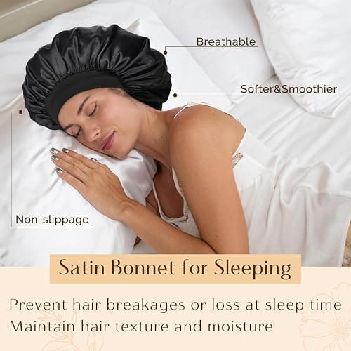 YANIBEST Silk Bonnet for Men Women Hair Bonnet for Sleeping Double Layer Satin Bonnet for Natural Curly Hair Unisex Sleep Cap thumbnail 4