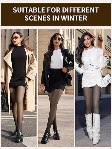 Zoe Cubby Thermal Fleece Tights for Women - Thick Warm Pantyhose, Winter Opaque Leggings with High Wais thumbnail 5