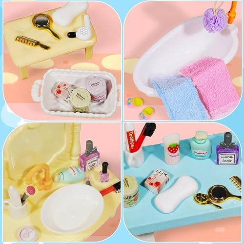 25 Pcs 1 12 Scale Miniature Bathroom Accessories Mini House Bathroom Set Mini Hair Dryer Brush Comb Mirror Perfume Toothpaste Toothbrush Makeup Set for Mini House Bathroom Decoration thumbnail 6