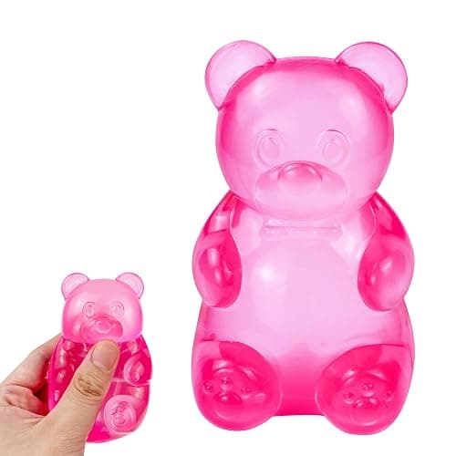 Bear Squishy, Stress Bear Taba Squishy, Taba Squishy Toys for Kids, Stress Balls Valentines Day Gifts Birthday Gifts Party Favors-Rosy - Image 1