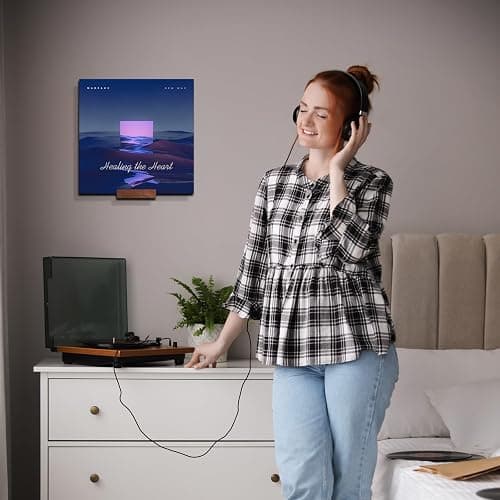 2.68 Inch 10 Pcs Vinyl Record Holder Wall Mount Floating Wooden Album Record Holder Wall Record Holder Vinyl Record Shelves Record for Displaying Daily LP CD Listening Vintage Home Decor thumbnail 7