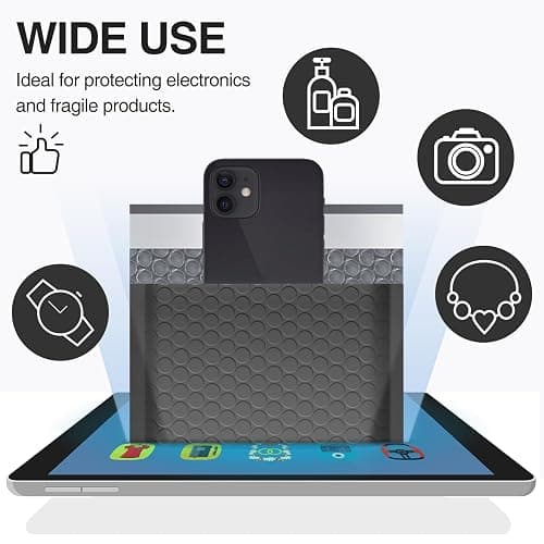 UCGOU Bubble Mailers 5x8.6" Usable Size 5x7" Padded Envelope Black 100 Pack | Waterproof Lightweight Mailing Packages,Opaque Self Seal Adhesive Boutique Padded Shipping Bags for Jewelry Makeup Supplier thumbnail 6