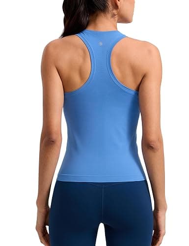 CRZ YOGA Seamless Workout Tank Tops for Women - Athletic Running Gym Sleeveless Shirts Crewneck Racerback Breathable - Image 1