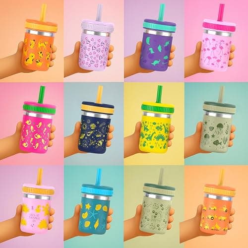 Sursip Stainless Steel Toddler Cups with Straws and Lids, Spill Resistant Sippy Cup Kids Tumbler with Silicone Straws for Smoothie, Drinking, Snacks, BPA-Free, Dishwasher Safe - 10 oz (4 Packs) thumbnail 9