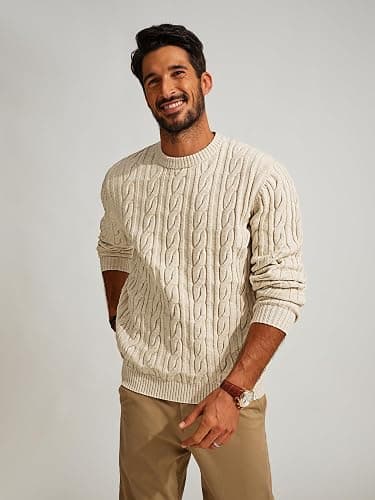 PJ PAUL JONES Mens Sweater Crewneck Cable Knit Pullover Sweater Casual Twist Textured Sweaters thumbnail 2