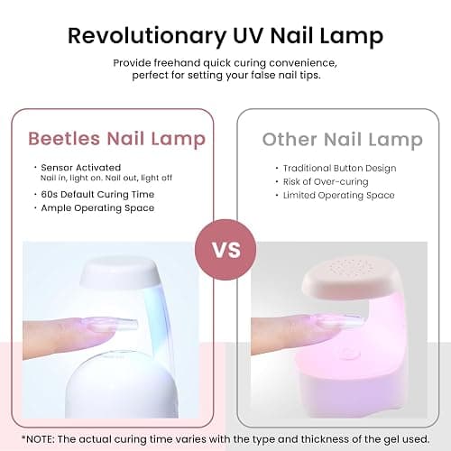 Beetles Gel Nail Kit Medium Square with Nail Dehydrator and Primer, 576Pcs Half Matte Etch-X Gel Nail Tips Solid Nail Glue Mini Nail Lamp Acrylic Nail Tips Easy DIY Nail Extension Set Gift for Women thumbnail 6