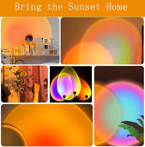 Lampe Coucher de Soleil, Sunset Lamp avec USB, Lumière Arc-en-Ciel Veilleuse LED Réglable en Hauteur 24 Couleurs 4 Modes dynamiques Deux Télécommandes Rotation 180°, Selfie/Photographie/Fête thumbnail 7