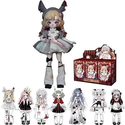 GNATAPIAY 1/12 BJD Dolls Blind Box,Kawaii BJD Dolls Dark Gothic Series 1/12 Ball Jointed Doll Collectable Action Figure Posable Dress Up Doll for Girls Birthday Party Gift Toys - Whole Set-6packs