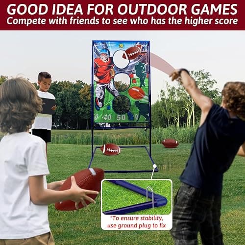 Punieayi Football Toss Game with 4 Inflatable Balls, Football Throwing Target Games for Boys 8-12, Sports and Outdoors Toys for Kids Ages 3+ thumbnail 5