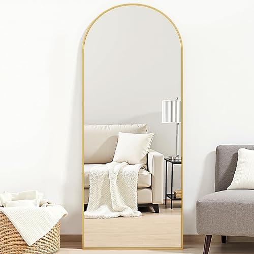 Suidia Arched Full Length Mirror, 59"x19" Floor Mirror Freestanding, Floor Standing Full Body Mirror with Stand for Bedroom, Hanging Mounted for Living Room Cloakroom, Gold thumbnail 3