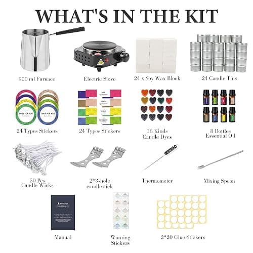 SAEUYVBCandle Making Kit,Candle Making Kit with Wax Melter, Complete Candle Making Kit for Adults Beginners, Candle Making Supplies, DIY Arts & Crafts Kits Perfect as Home Decorations thumbnail 2