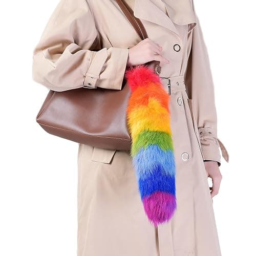 COSEARTUME Big Therian Fox Tail Cosplay Fur Wolf Tails Keychain Halloween Fox Costume Accessories for Kids Adult - Image 1