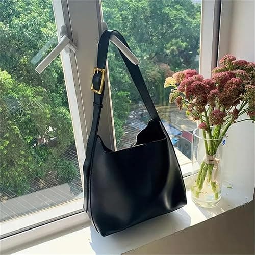 Women's Solid Color Tote Bag Two-Piece Set, Fashionable Bucket Large Capacity Casual Two-Piece Shoulder Messenger Bag thumbnail 7