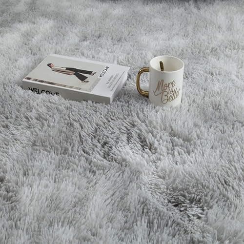 kinganda 2.6'x6.6' Area Rugs Soft Shag Runner Rug Fur Non Slip Rug Rectangle Fluffy Carpets for Bedroom Living Room Playroom, Shaggy Floor Rug, Home Decor Kids Rugs [Grey White] [2.6'x6.6', 80*200cm] thumbnail 5