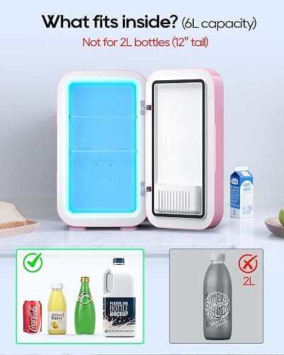 BEICHEN Mini Fridge,6 Liter / 8 Can Small Fridge for Bedroom, Car, Office & Dorm, AC100-120 V/DC 12 V Portable Thermoelectric Cooler & Warmer for Skincare, Food, Drinks,Pink thumbnail 5